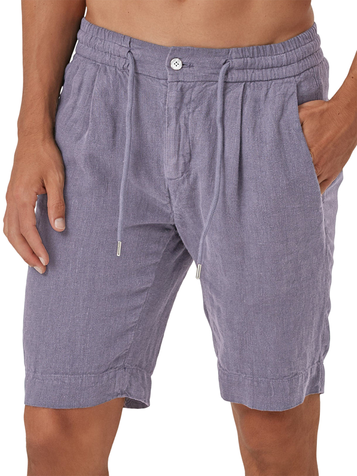 Men's Comfort Linen Lace-Up Elastic Waist Beach Shorts