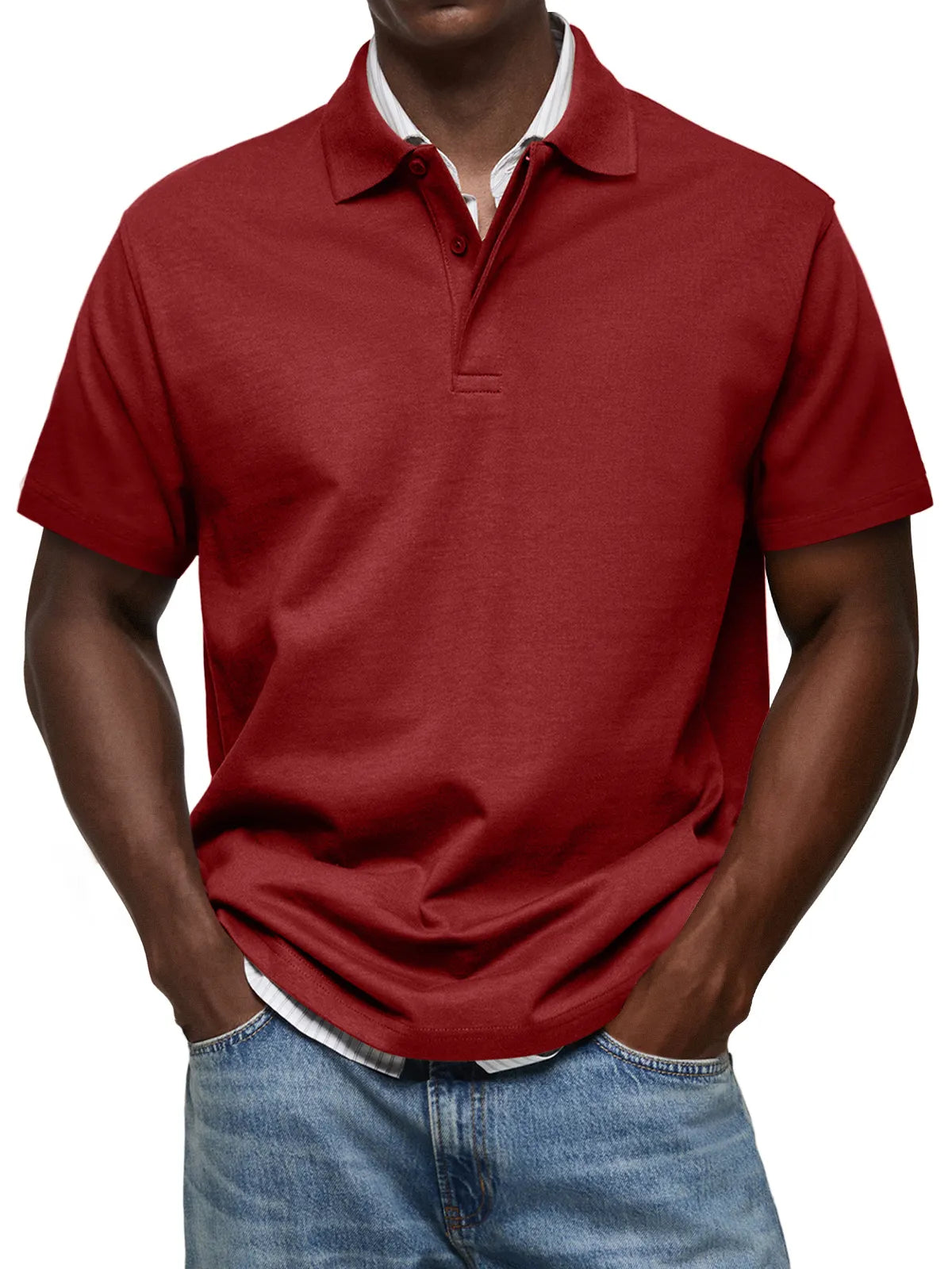 Men's Casual Lapel Button Up Comfortable Short Sleeve POLO Shirt