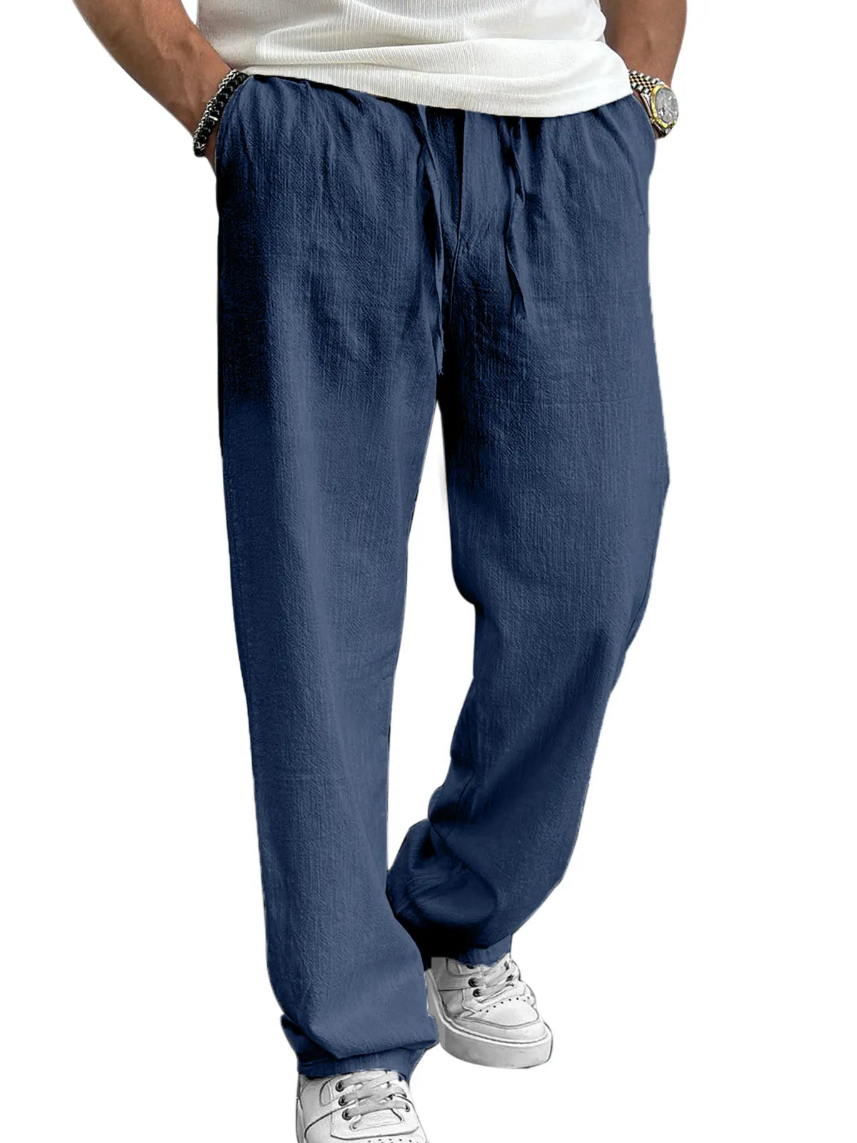 Men's Casual And Comfortable Hawaiian Solid Color Loose Trousers