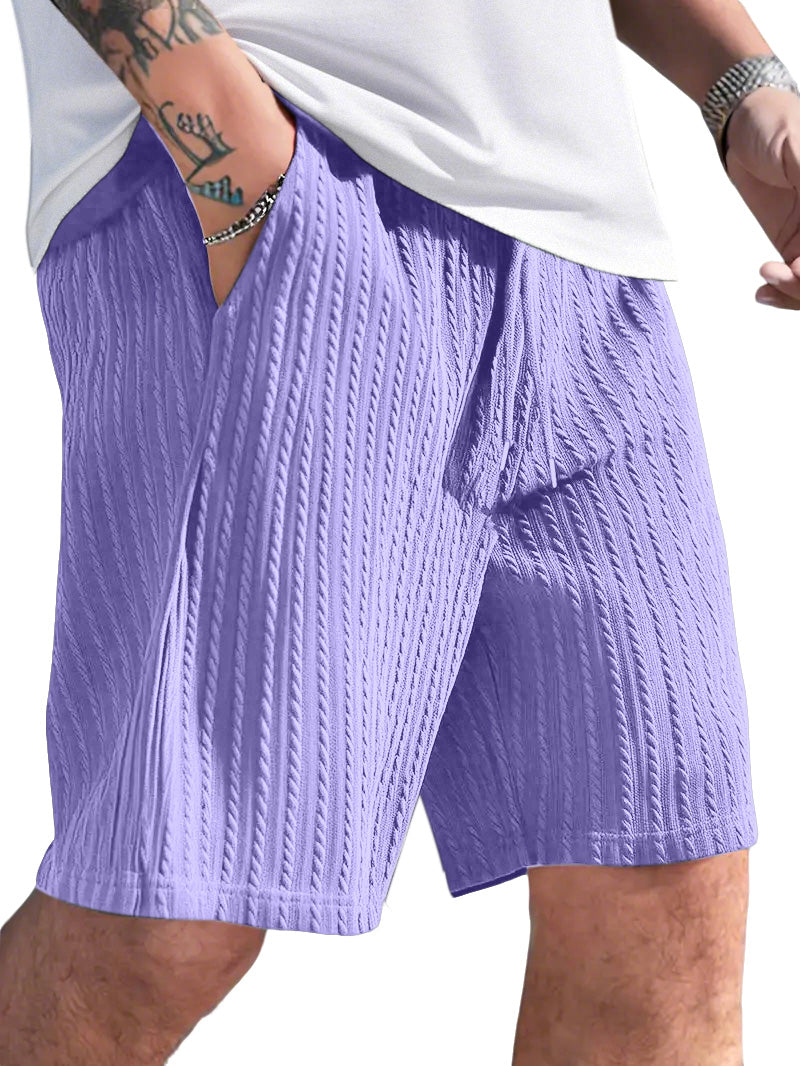 Men's Casual Solid Color Jacquard Loose And Comfortable Shorts