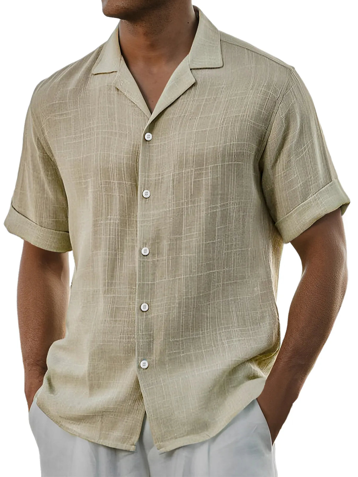 Men's Daily Cotton And Linen Comfortable Casual Short-sleeved Shirt