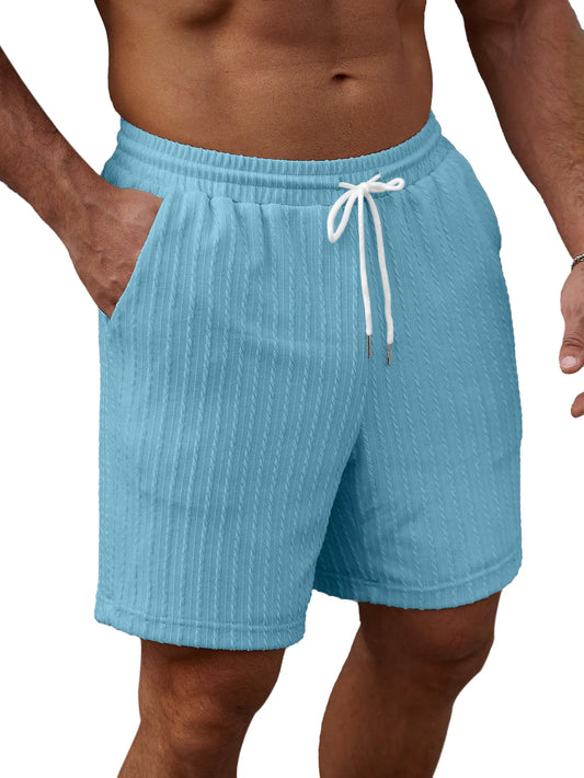 Men's Casual Solid Color Textured Loose Shorts