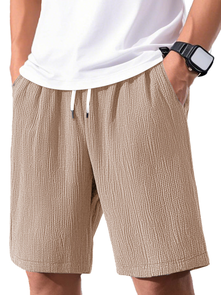 Men's Fashion Casual Short-sleeved Pleated Fabric Shorts