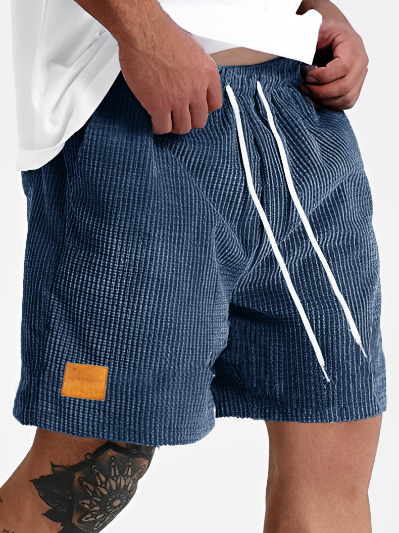 Men's Fashion Sports Lace-up Waffle Fabric Embroidered Logo Shorts