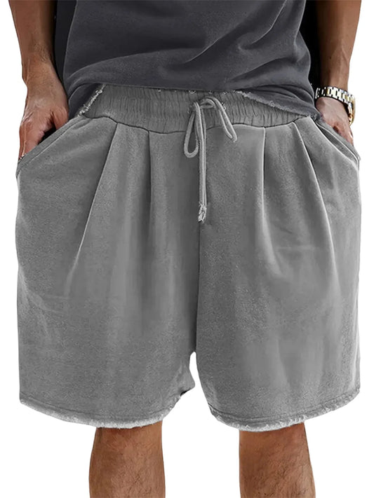 Men's Loose Cotton Vintage Pleated Lace-Up Sports Casual Daily Shorts