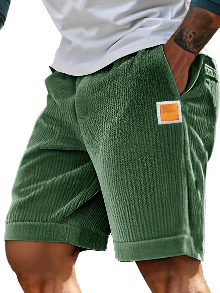 Men's Fashion Sports Lace-up Ribbed Fabric Embroidered Logo Shorts