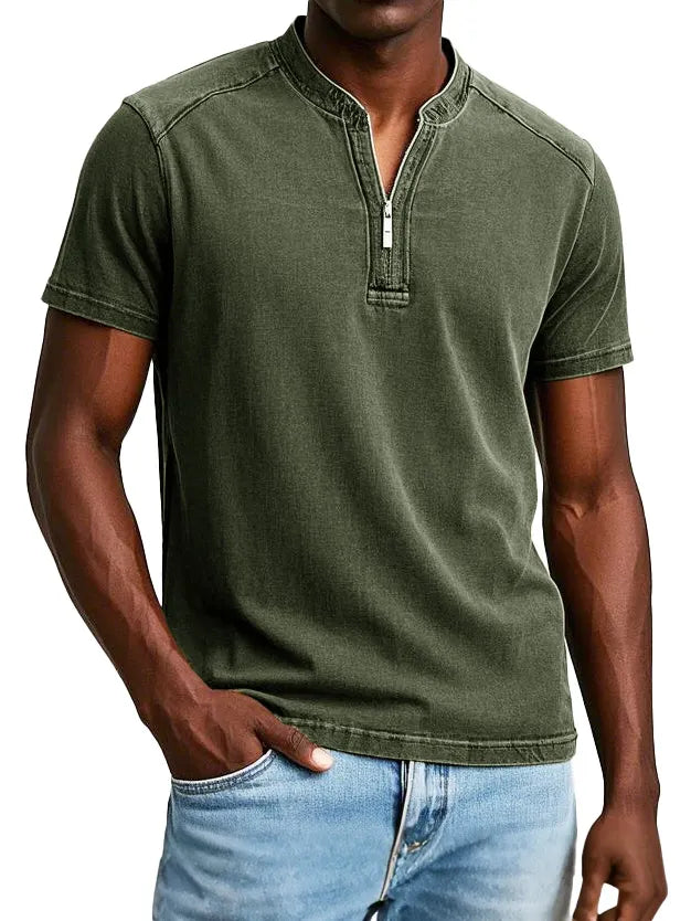 Men's Fashion Vintage Distressed Short Sleeve Henley Shirt