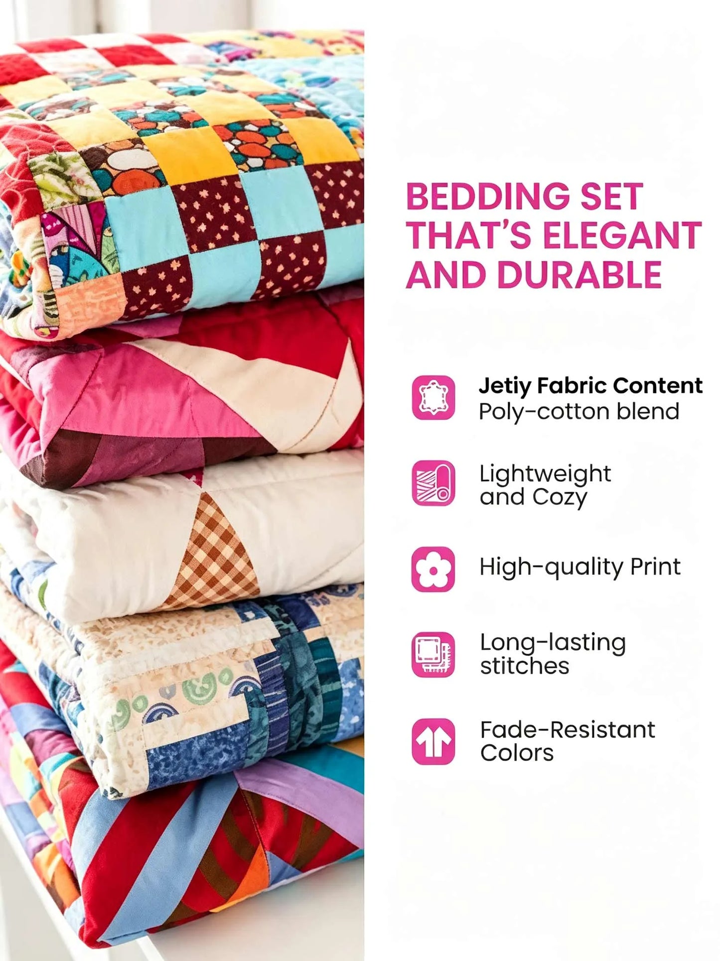 Blue Santa 3‐Piece Quilted Bedding Set