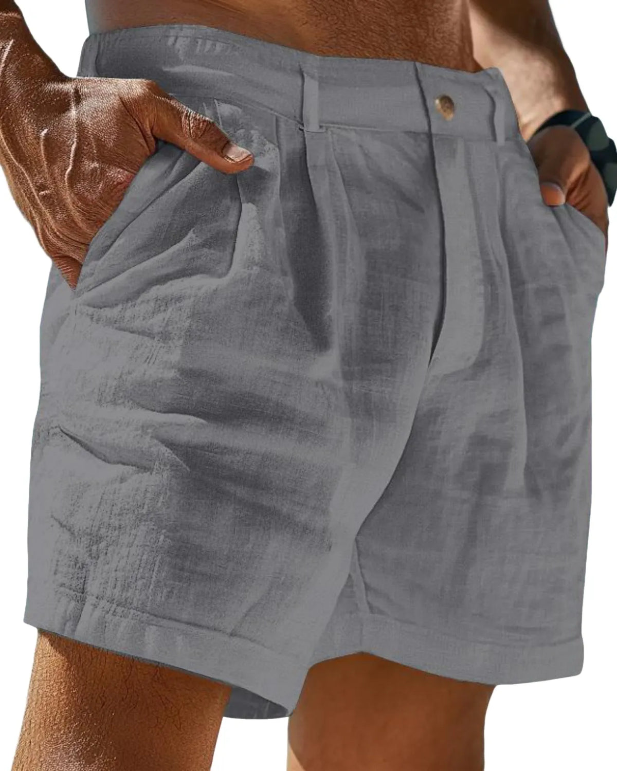 Men's Linen Beach Button Pocket Comfort Holiday Cotton Shorts