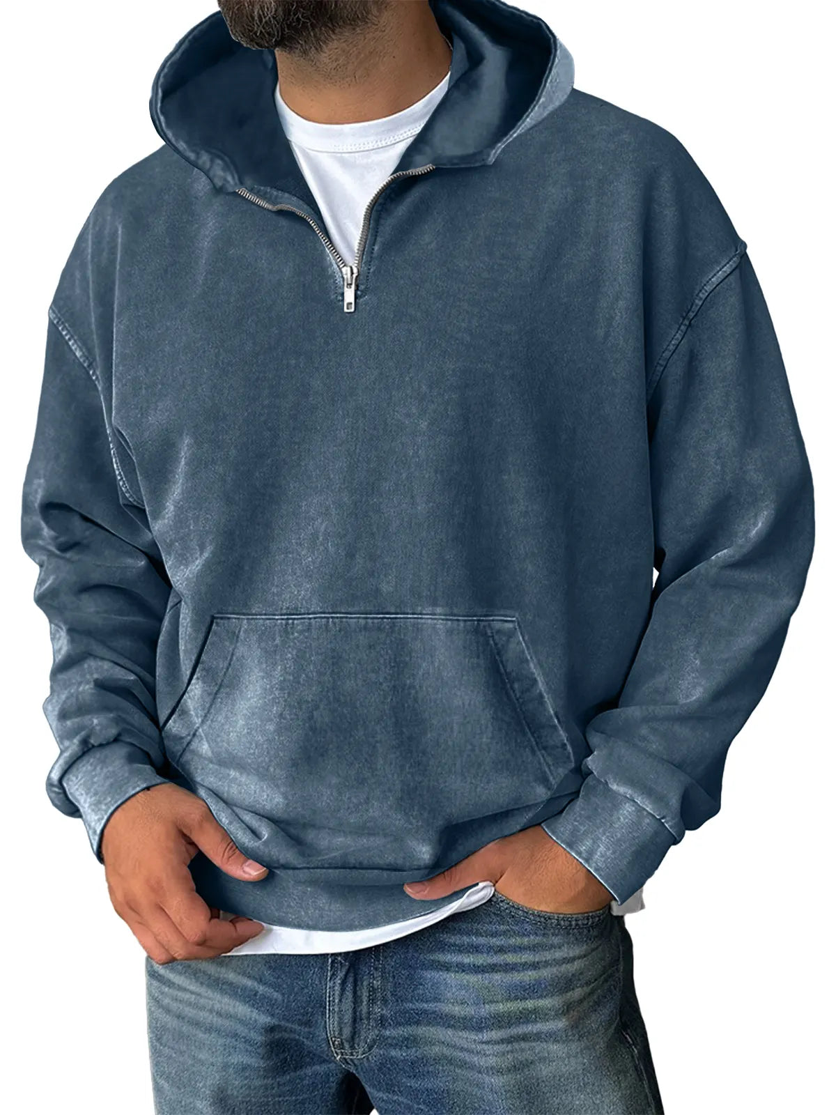 Men's Casual Zipper Pocket Hooded Sweatshirt