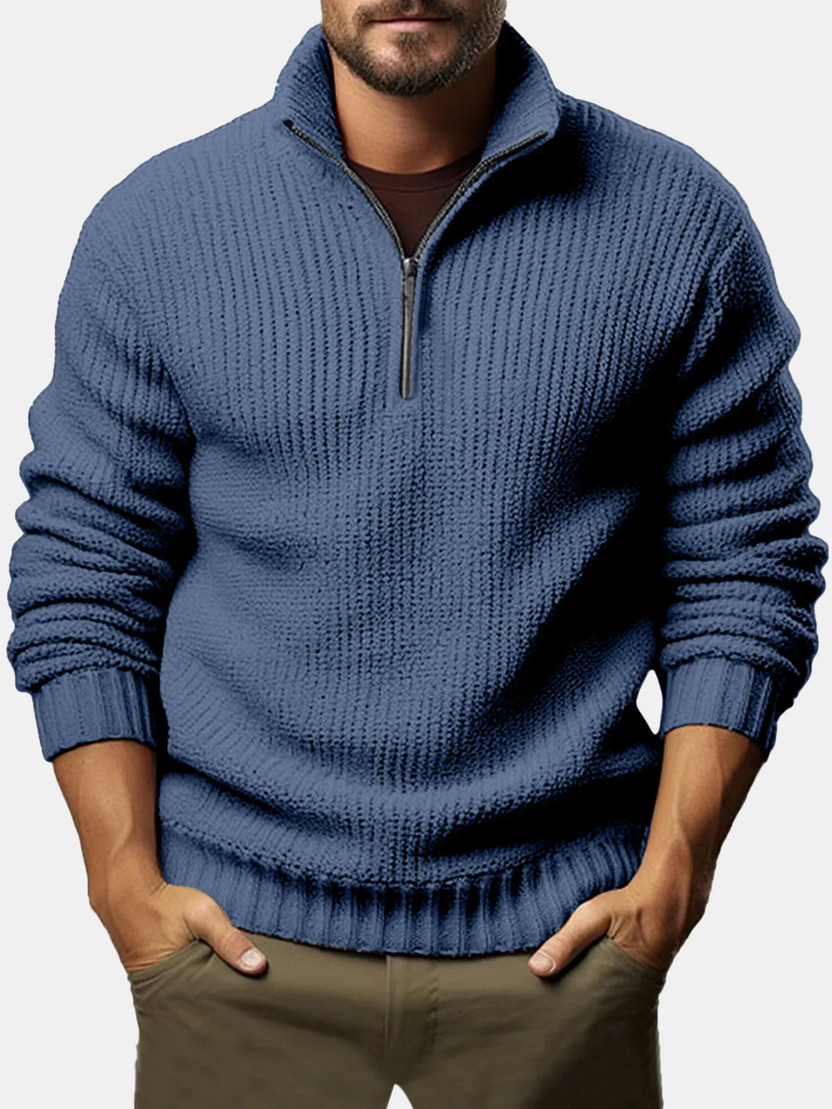 Men's Casual Loose Zipper Long-sleeved Sweater