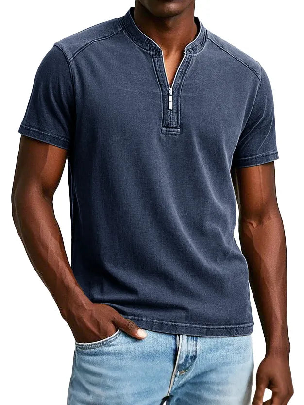 Men's Fashion Vintage Distressed Short Sleeve Henley Shirt