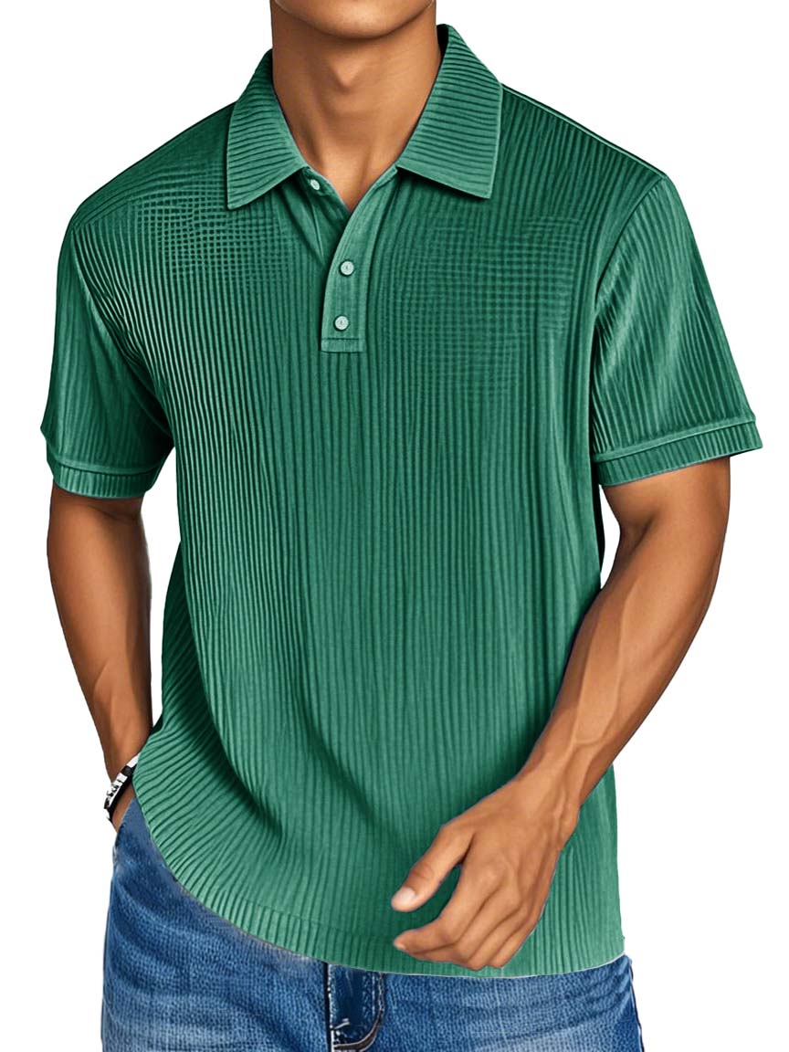 Men's Fashion Casual Textured Fabric Short-sleeved Polo Shirt