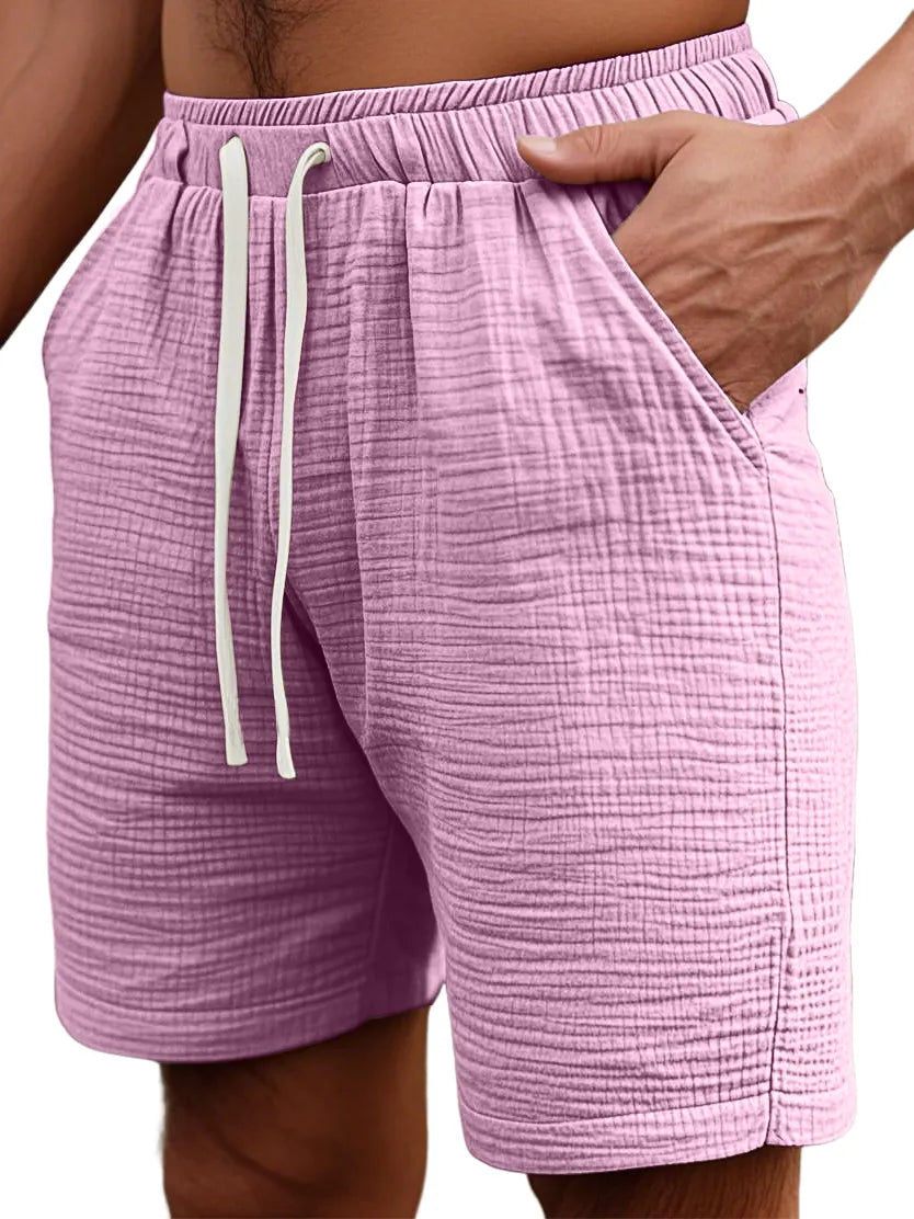 Men's Simple Daily Loose Pleated Texture Pocket Shorts