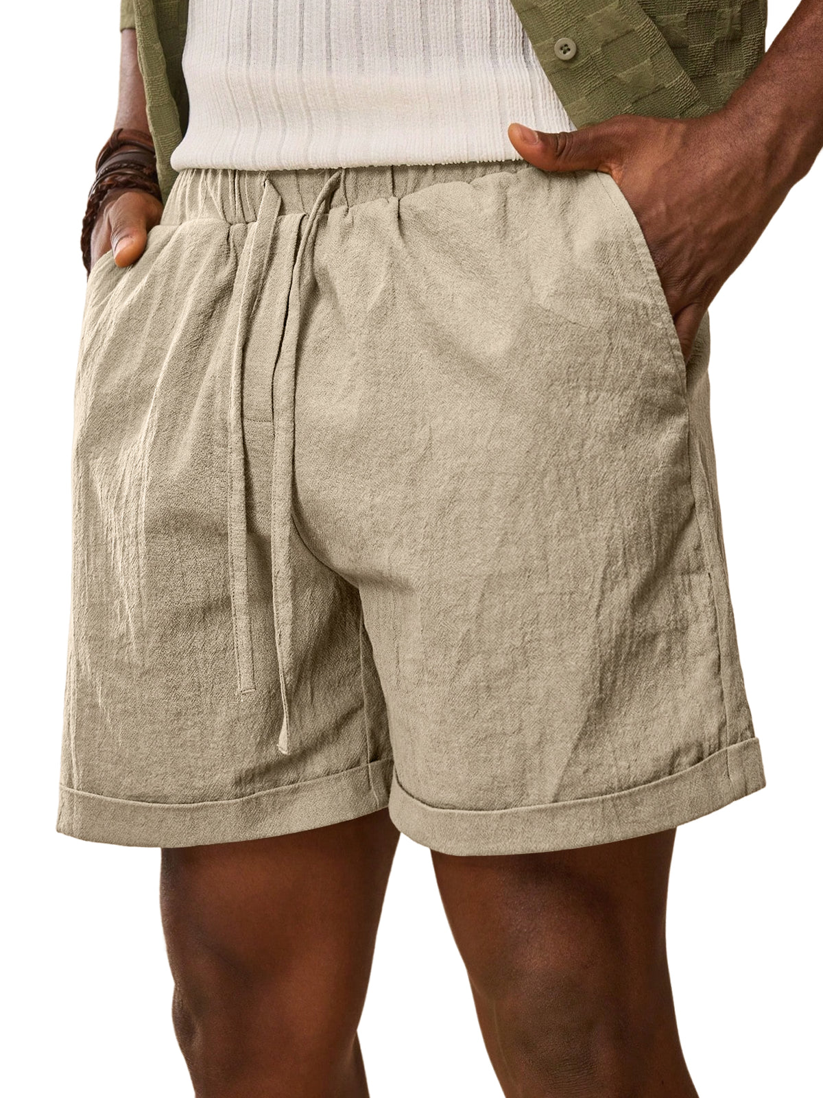 Men's Summer Daily Comfort Elastic Waist Casual Solid Color Shorts