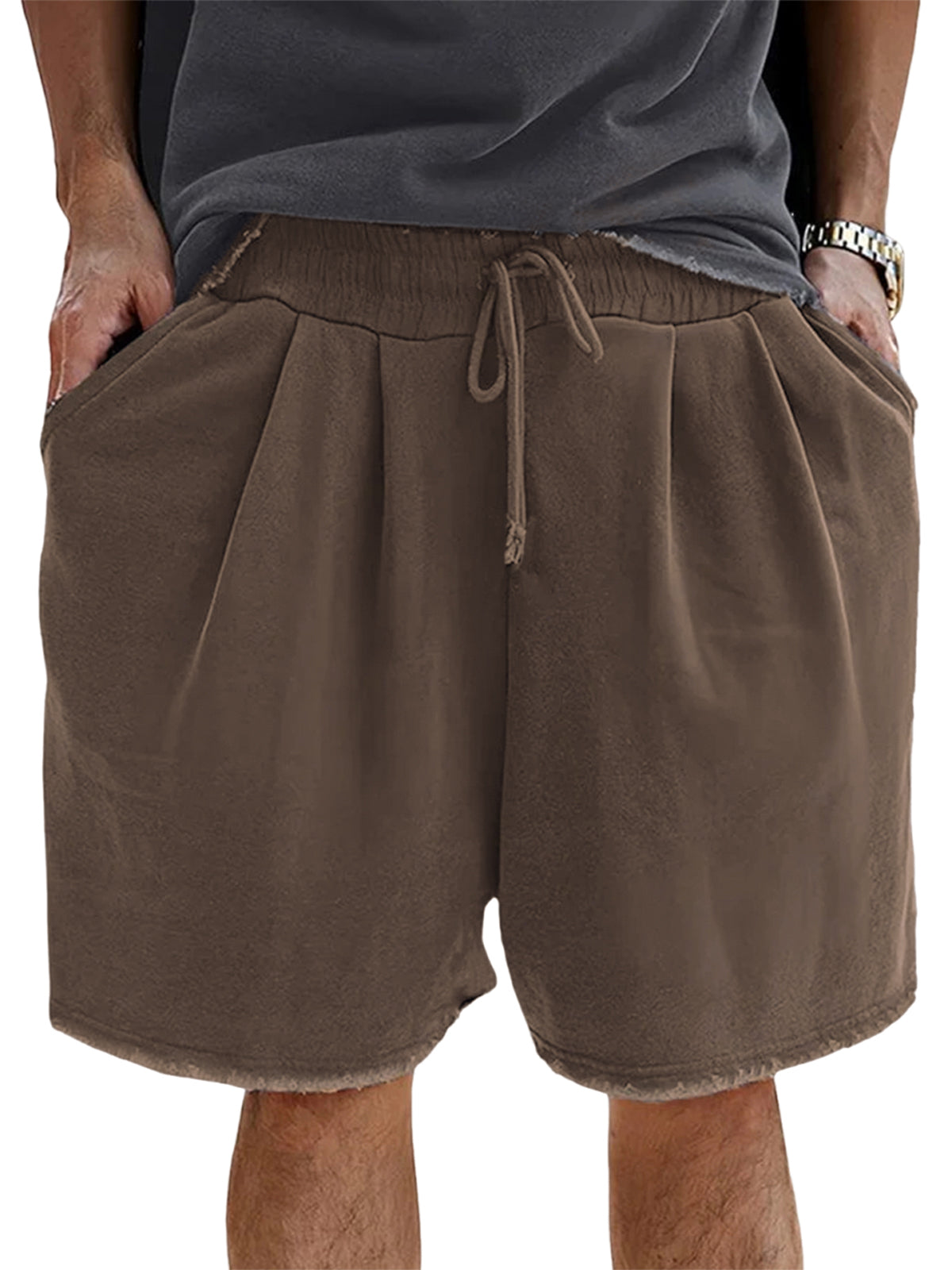 Men's Loose Cotton Vintage Pleated Lace-Up Sports Casual Daily Shorts