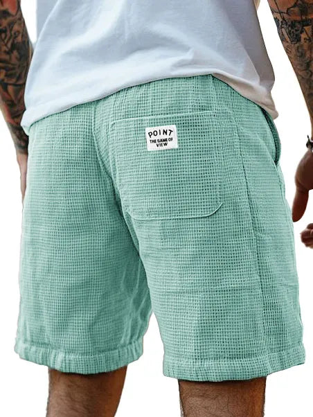 Men's Fashion Casual Waffle Fabric Logo Embroidered Shorts