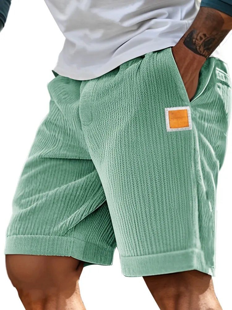 Men's Fashion Sports Lace-up Ribbed Fabric Embroidered Logo Shorts