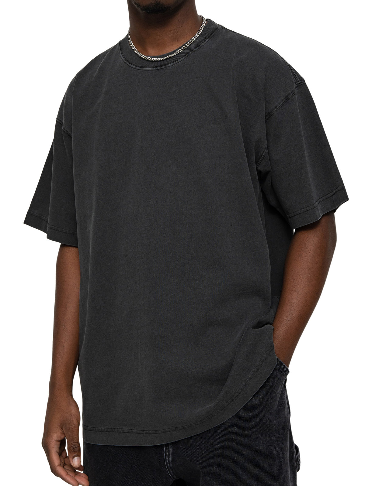 Men's 100% Cotton Vintage Washed Water Distressed Casual Round Neck T-shirt