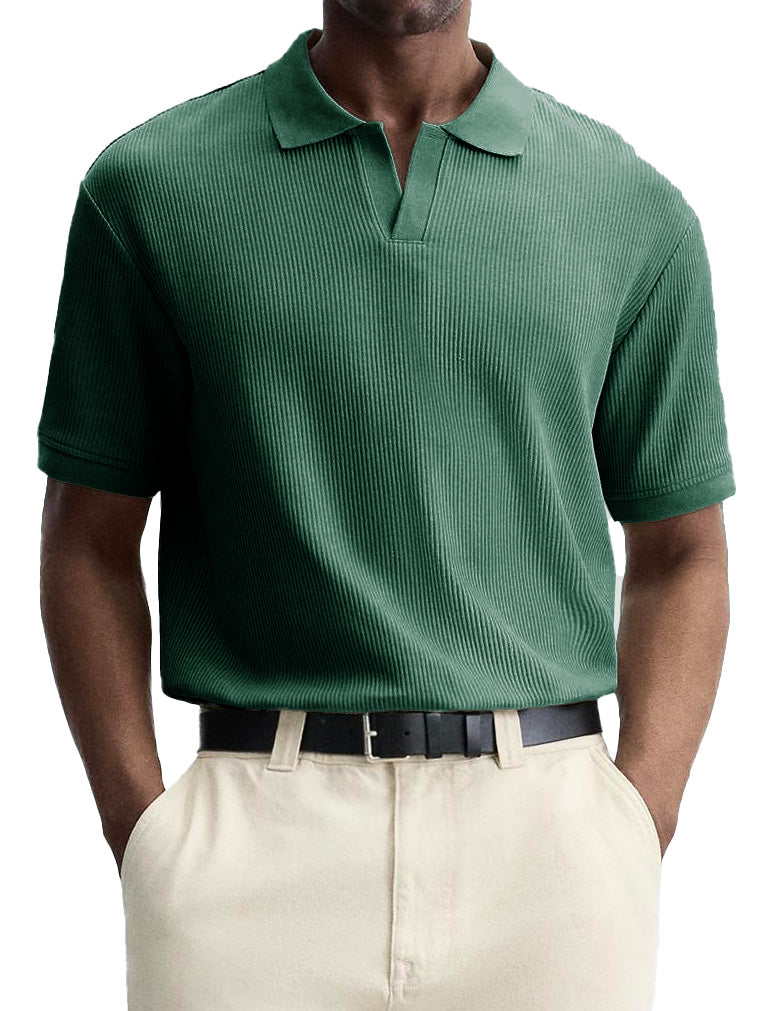 Men's Fashion Retro Casual Pit V-neck Short-Sleeved Polo Shirt