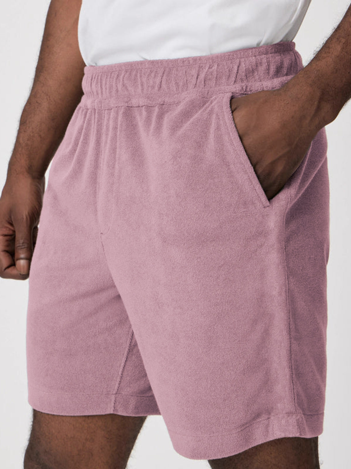 Men's Comfort Terry Casual Stretch Elastic Shorts with Side Pockets