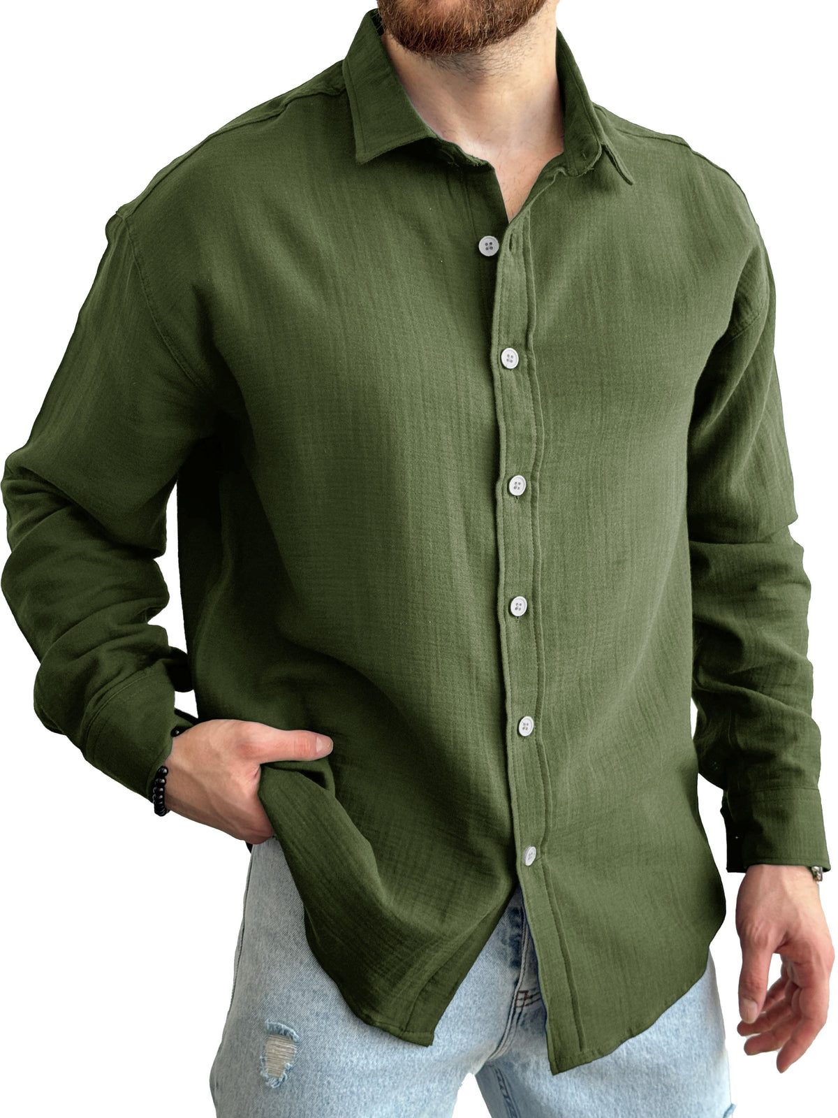 Men's Fashion Casual Lapel Long Sleeve Shirt