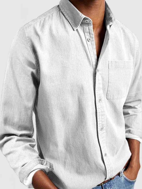 Men's Basics Vintage 100% Cotton Pocket Long Sleeve Shirt