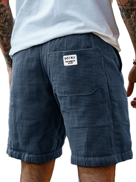 Men's Fashion Casual Waffle Fabric Logo Embroidered Shorts