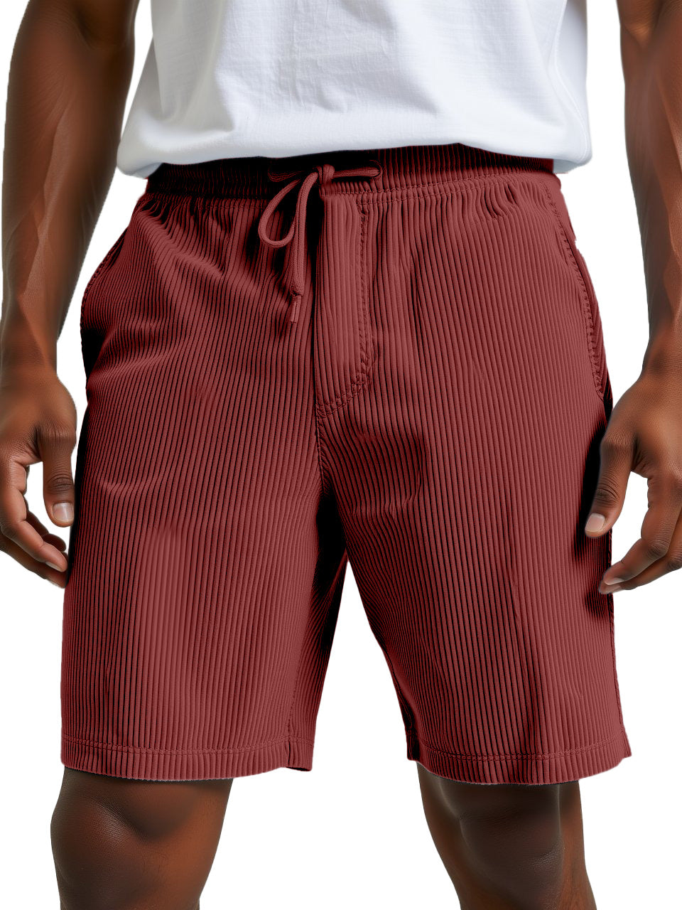 Men's Simple Retro Daily Casual Vertical Pit Loose Shorts