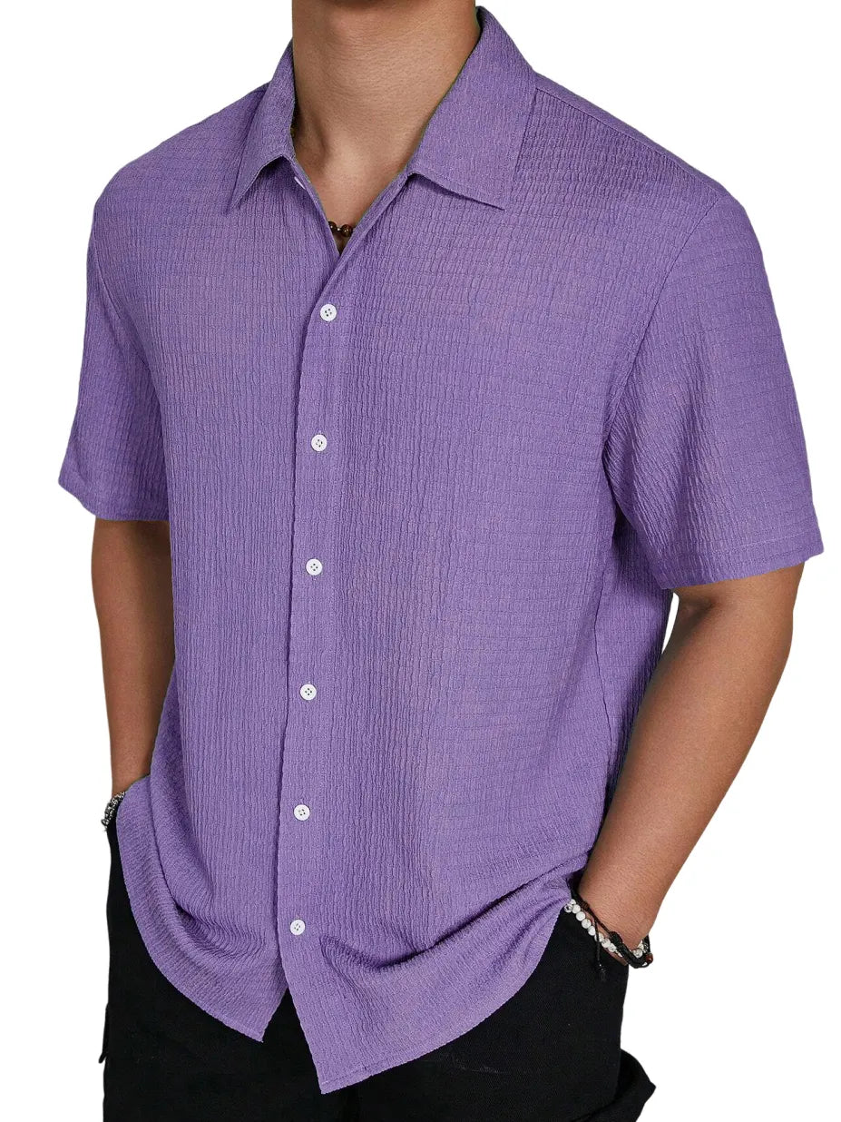 Men's Casual Hawaiian Pleated Short Sleeve Shirt