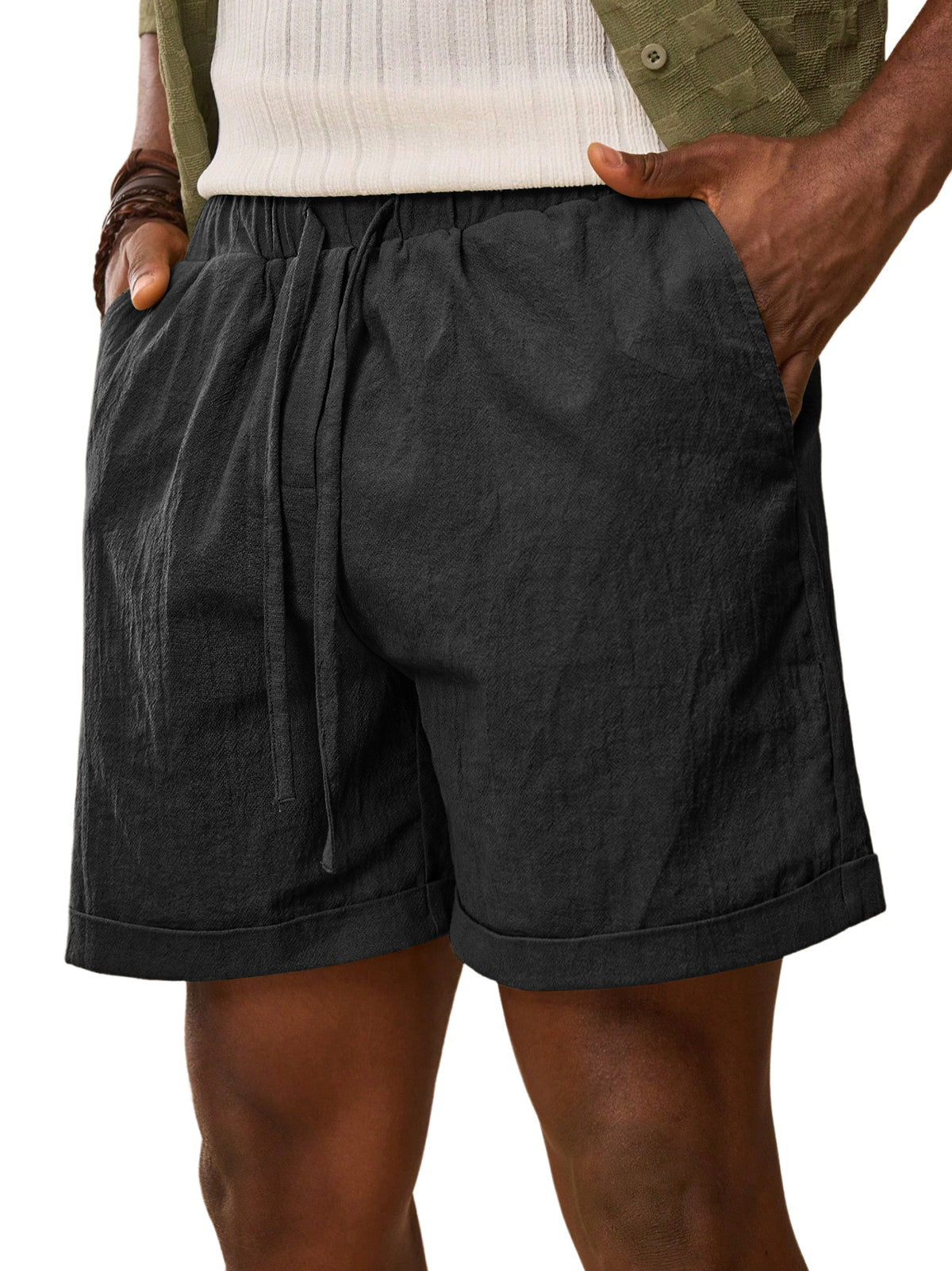 Men's Summer Daily Comfort Elastic Waist Casual Solid Color Shorts