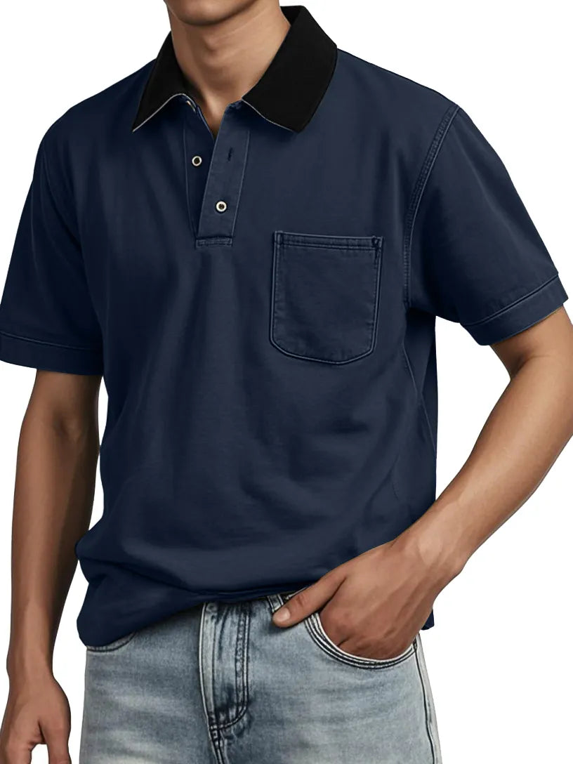 Men's Contrasting Detroit Lapel Workwear Polo