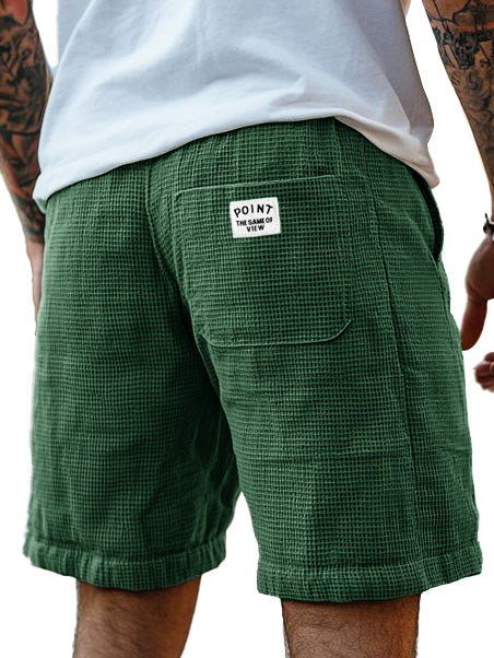 Men's Fashion Casual Waffle Fabric Logo Embroidered Shorts