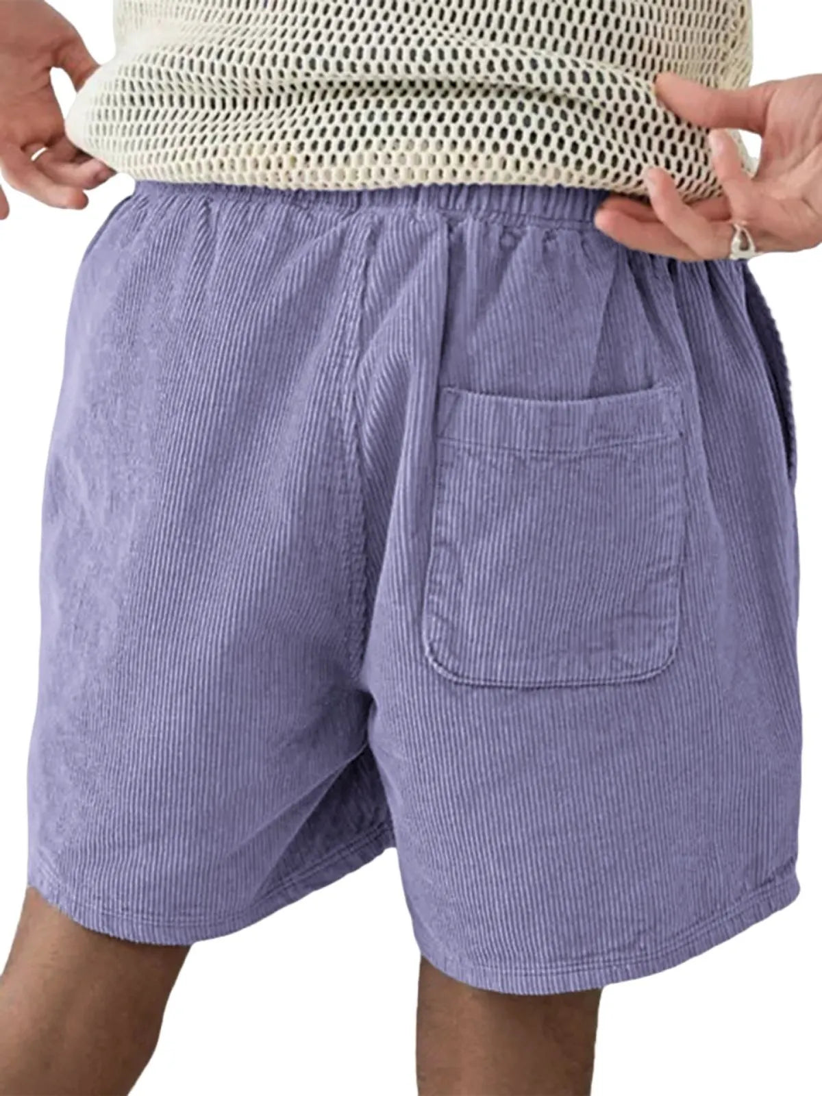 Men's Stylish Corduroy Utility Pocket Lace-up Drawstring Casual Shorts