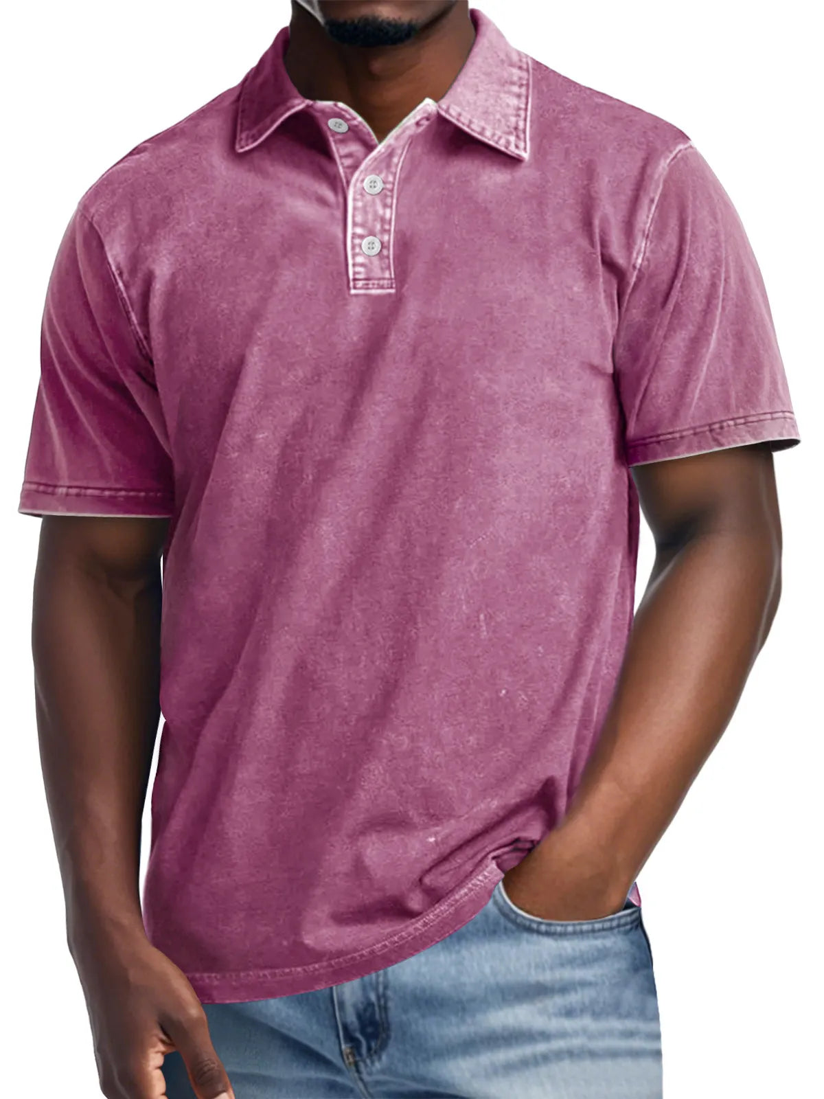 Men's Retro Lapel Button Casual Short Sleeve POLO Shirt