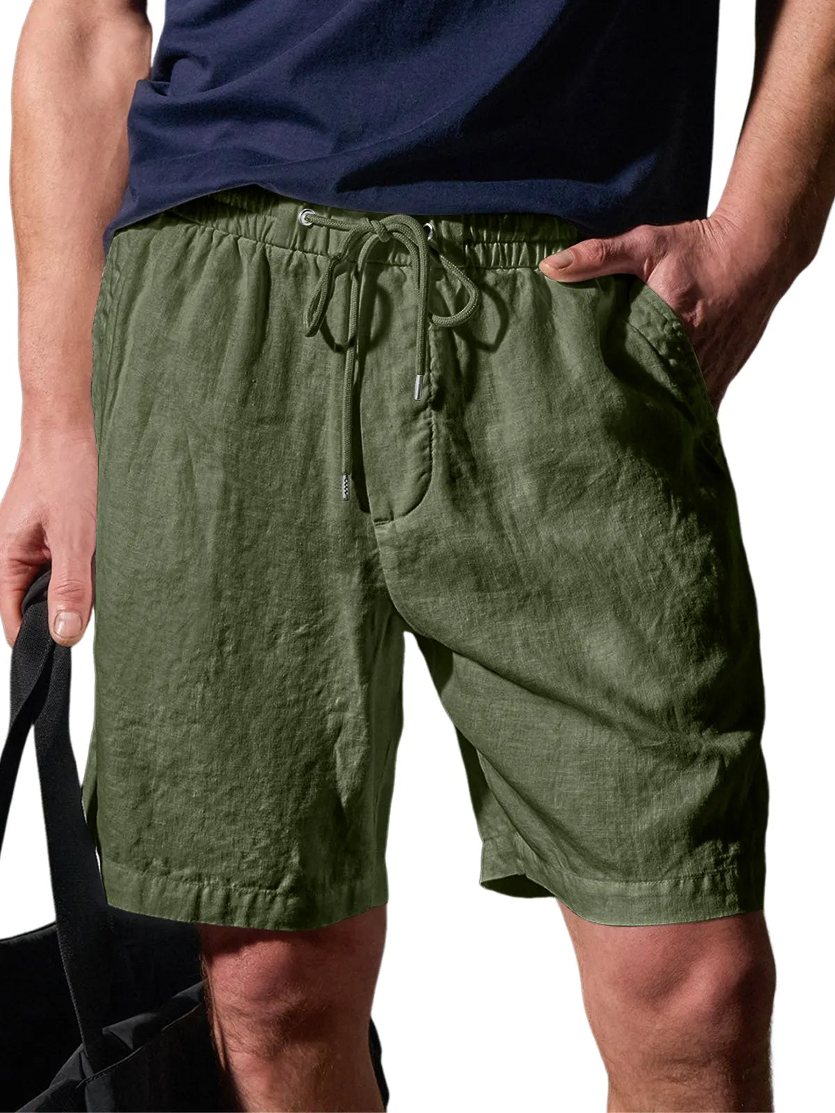 Men's Daily Comfort Elastic Waist Casual Solid Color Shorts