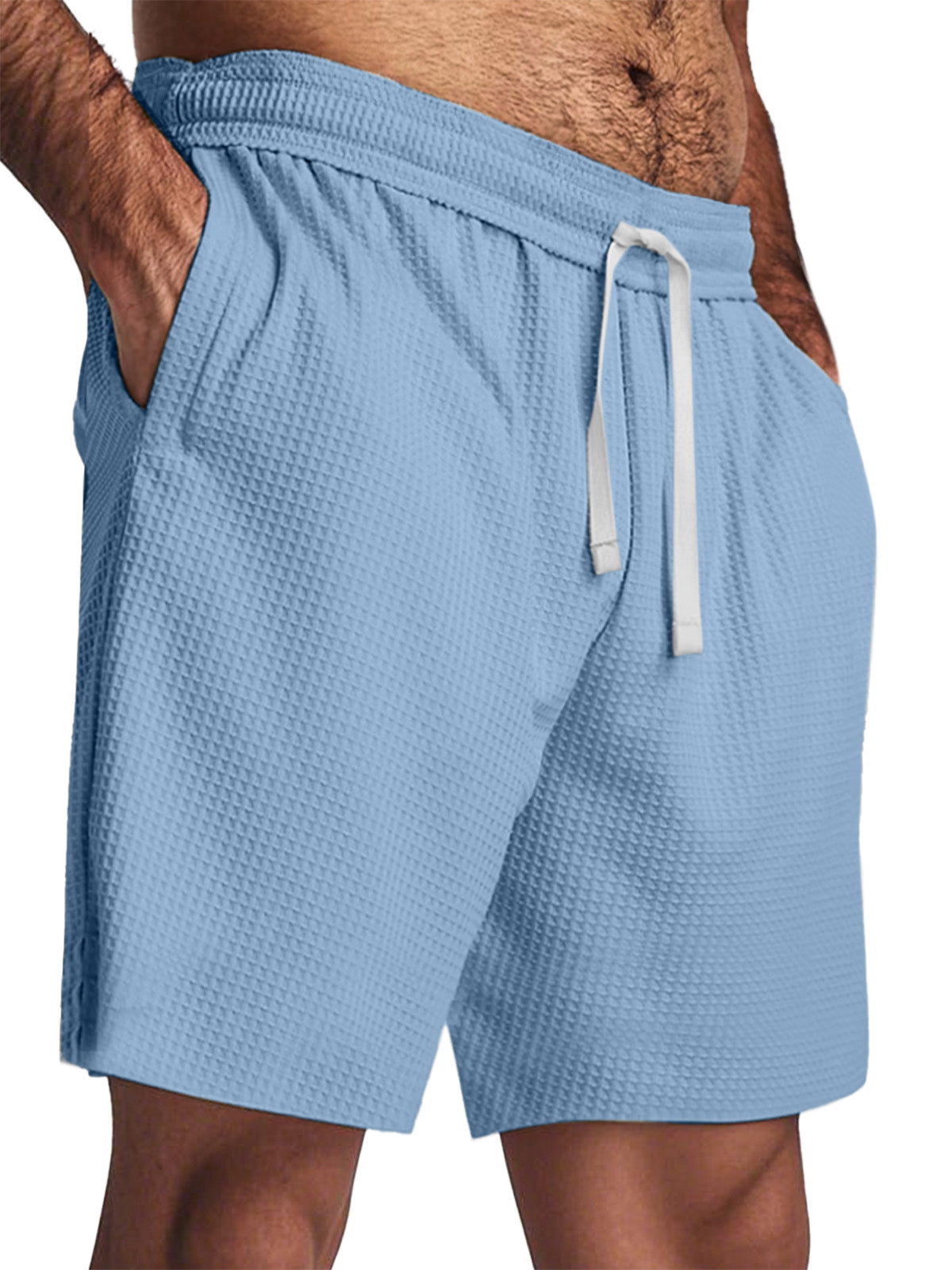 Men's Simple Everyday Waffle Texture Solid Color Shorts