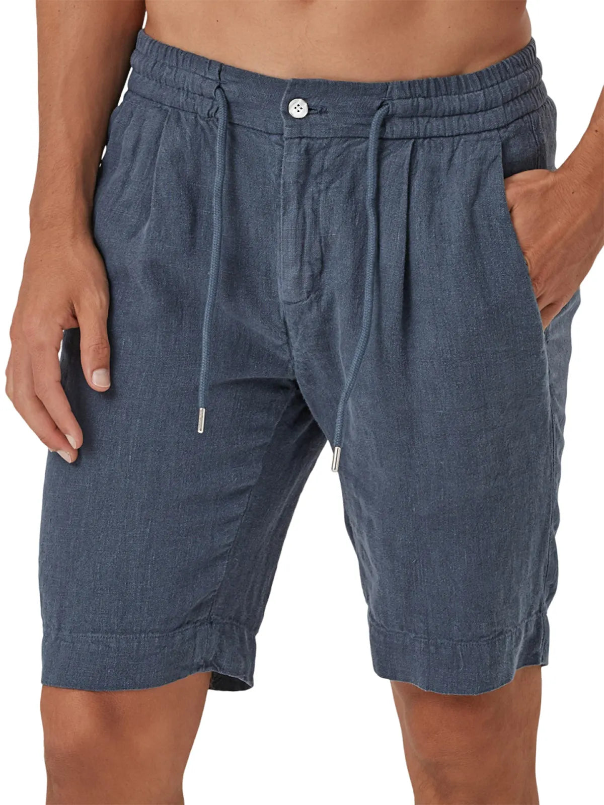 Men's Comfort Linen Lace-Up Elastic Waist Beach Shorts