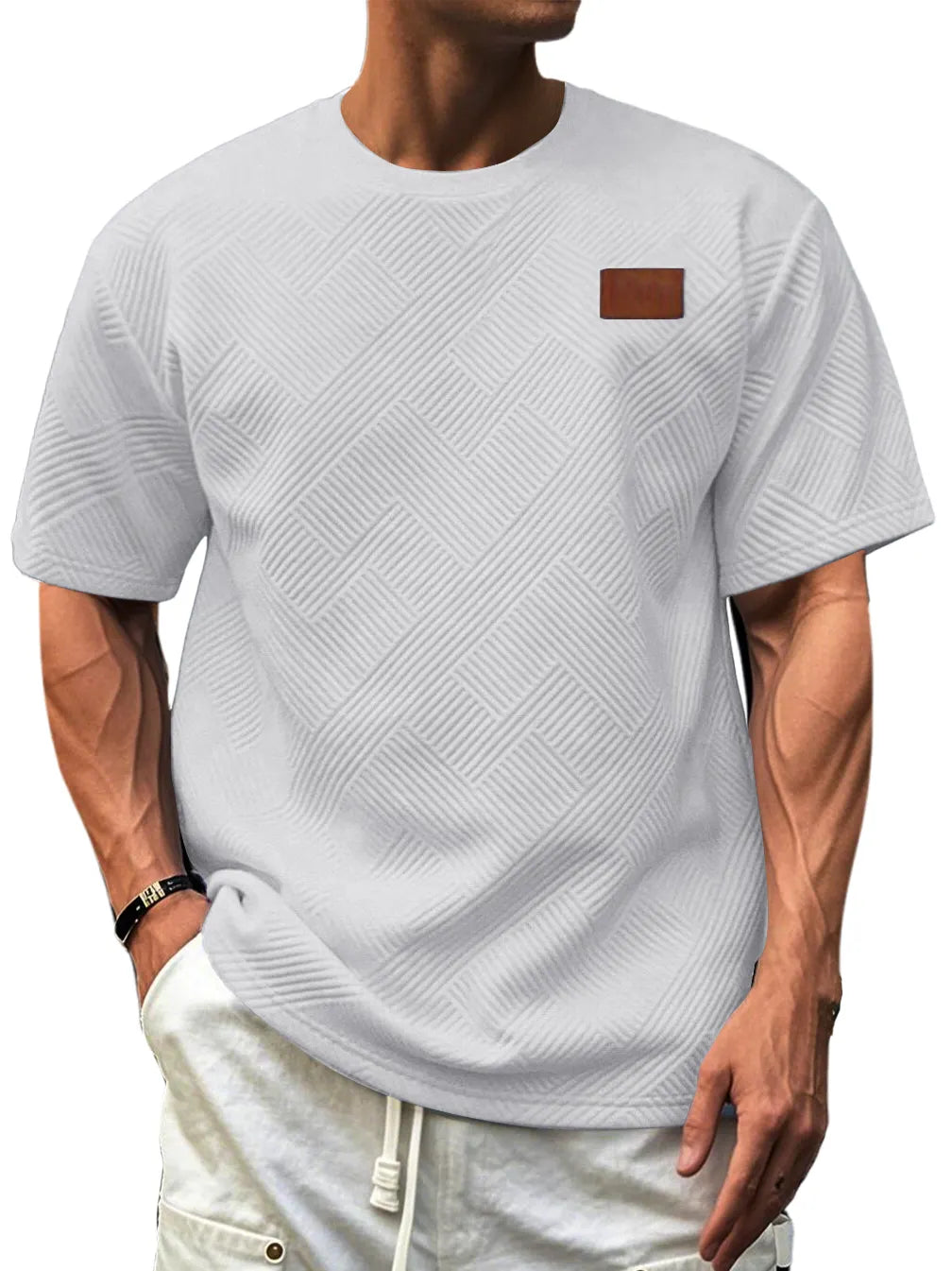 Men's Textured Casual Short-sleeved Top