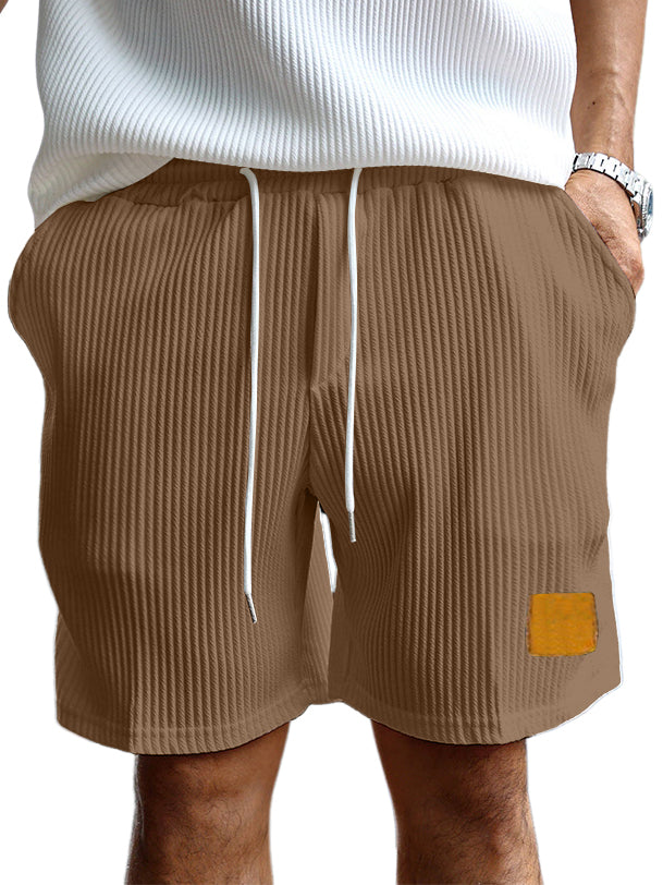 Men's Retro Embroidered Logo Stripe Fashion Lace-up Casual Shorts