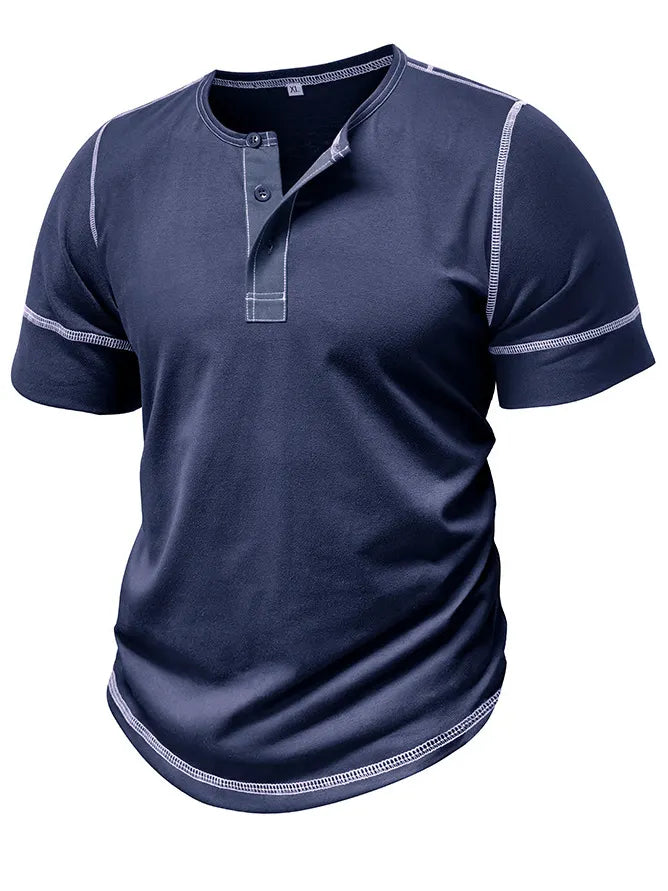 Men's Henry Elastic Cotton Daily Casual T-shirt