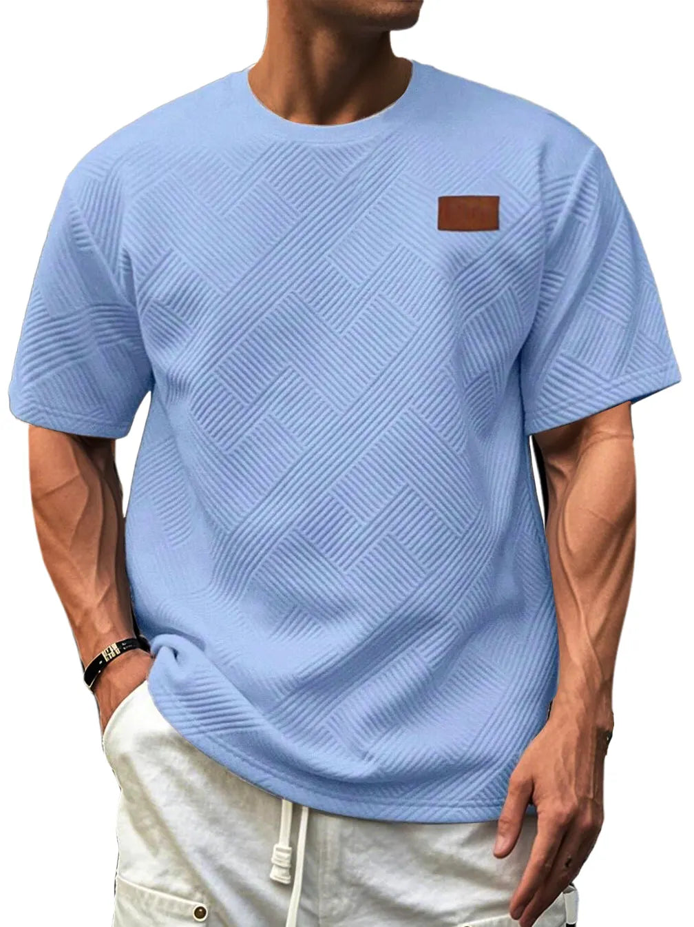 Men's Textured Casual Short-sleeved Top