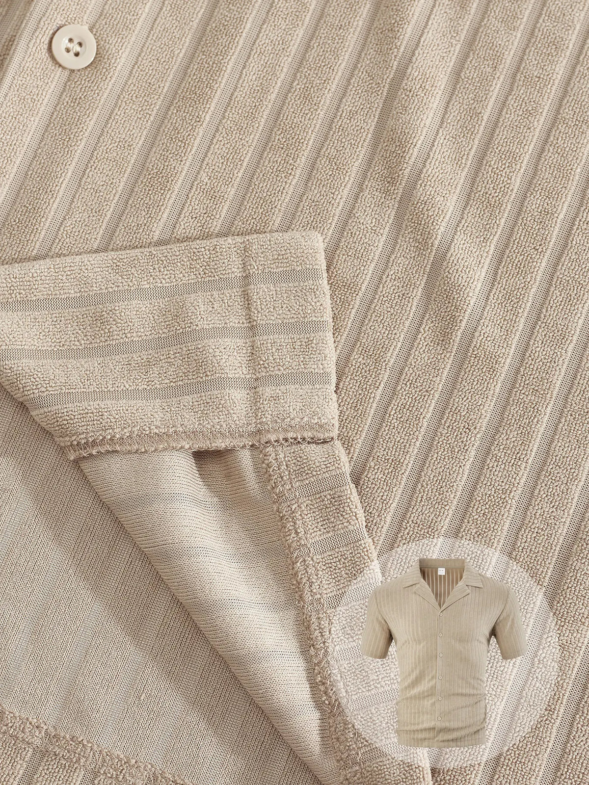 Men's Casual Solid Color Jacquard Short-sleeved Cardigan