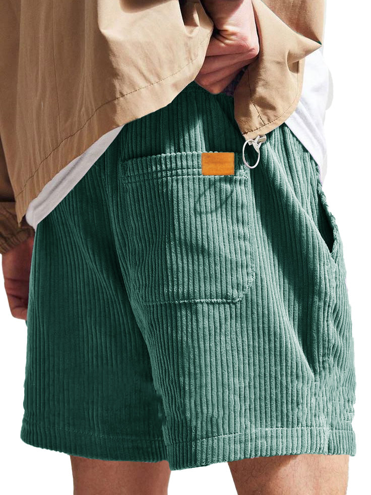 Men's Fashion Casual Corduroy Logo Embroidered Shorts