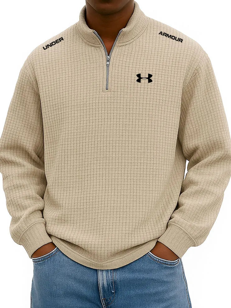 BESTSELLER🔥 Men’s Rib-Cuff Quarter-Zip Top – Cozy Waffle Texture, Everyday Casual Fit