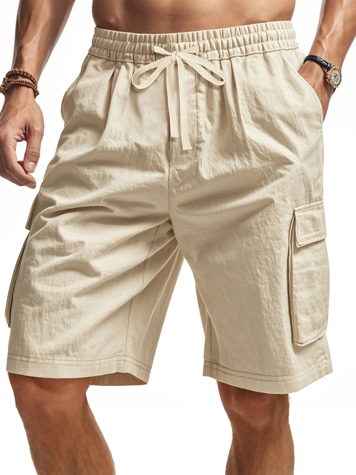 Men's Casual Multi-pocket Workwear Solid Color Comfortable Shorts