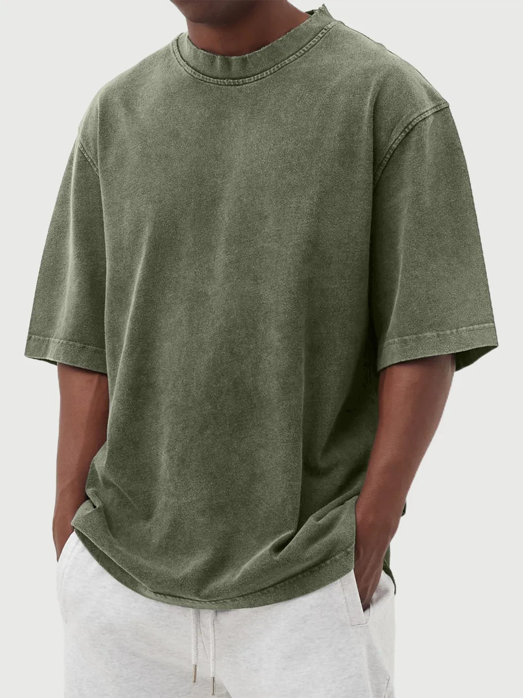 Men's Vintage Washed And Distressed Cotton T-shirt