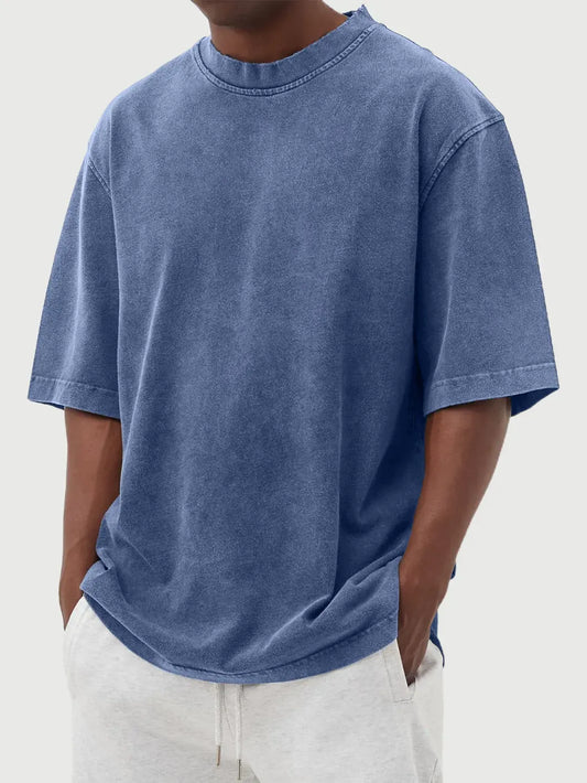 Men's Vintage Washed And Distressed Cotton T-shirt