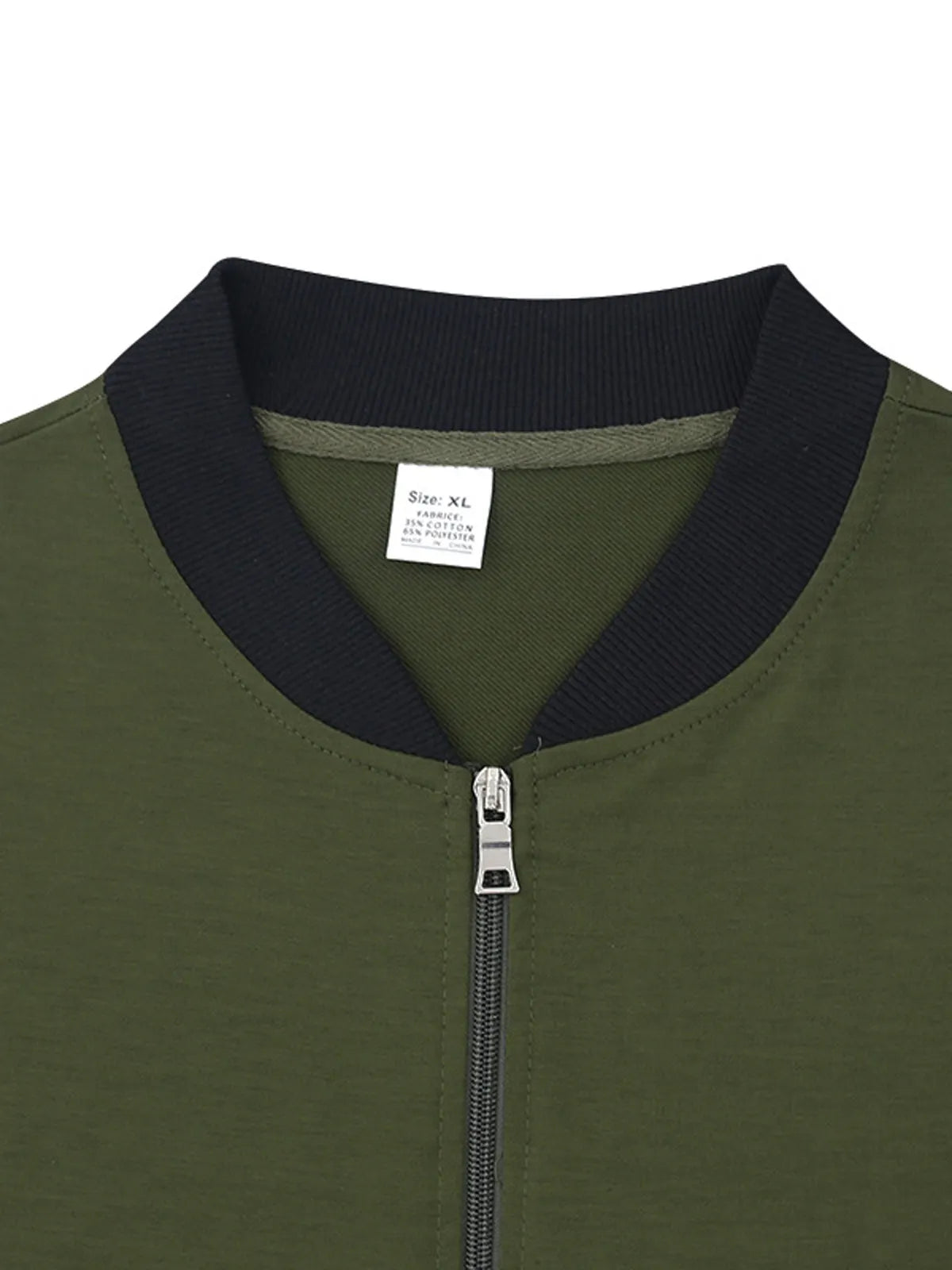 Men's Casual Stand Collar Zipper Pocket Solid Color Baseball Uniform Jacket