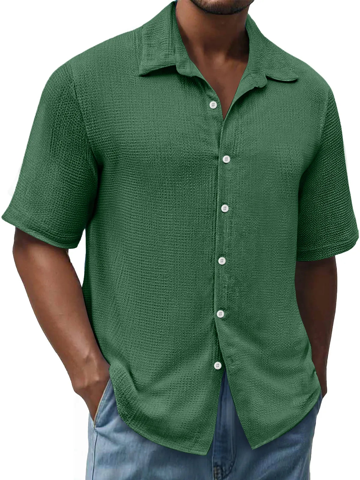 Men's Daily Texture Casual Lapel Comfortable Short Sleeve Shirt
